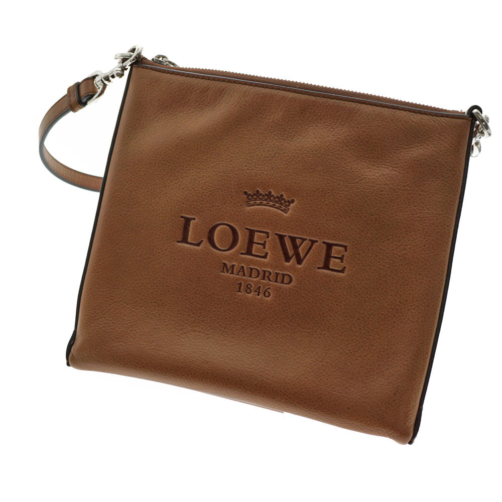 LOEWE shoulder bag leather brown logo